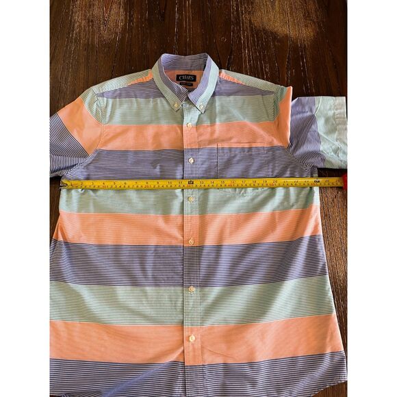 Chaps Indigo Sky Multi Stripe Short Sleeve Button-Down Shirt - Picture 5 of 10